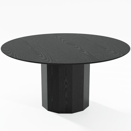 Homeroots 60" Black Solid Wood Pedestal Base Round Top Dining Table 721056