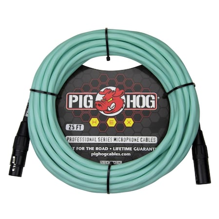 Galaga Pig Hog  25 ft. Hex Series Microphone Cable, Seafoam Green PHMH25SG