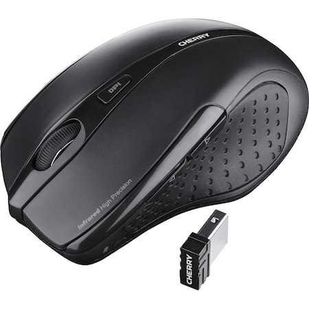 Cherry Mouse, Wireless, 5-Button, 4-1/5"Wx2-7/10"Lx1-1/2"H, Black JW-T0100
