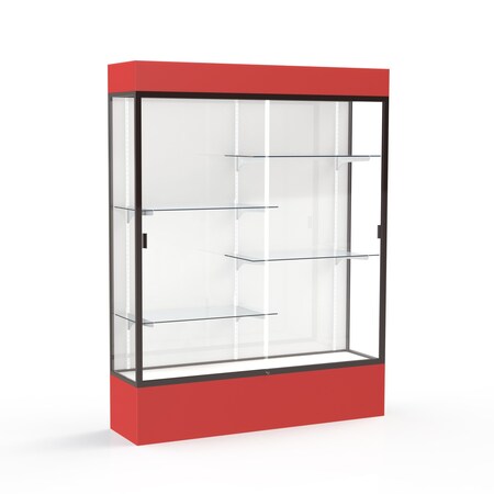 Ghent Lighted Floor Display Case 60x80x16, White, Bronze 3175WB-BZ-RD