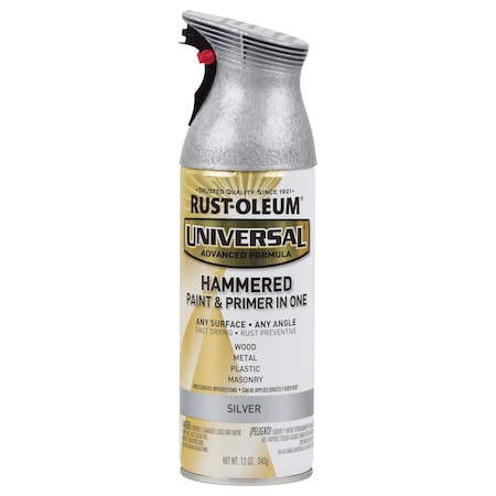 Rust-Oleum Spray Paint, Silver, Hammered, Solvent, 12 oz 245219