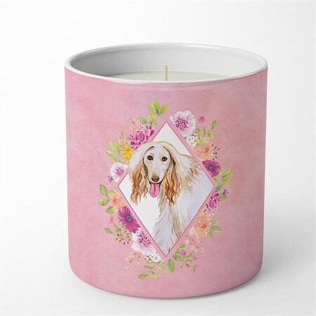 Carolines Treasures 10 oz Afghan Hound Pink Flowers Decorative Soy Candle CK4110CDL