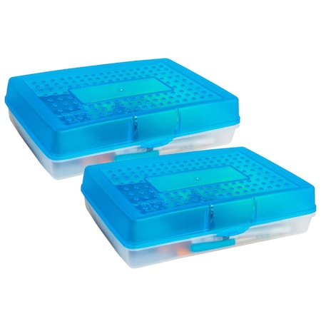 Storex Large Pencil Box, Blue, 2PK 61468U12C