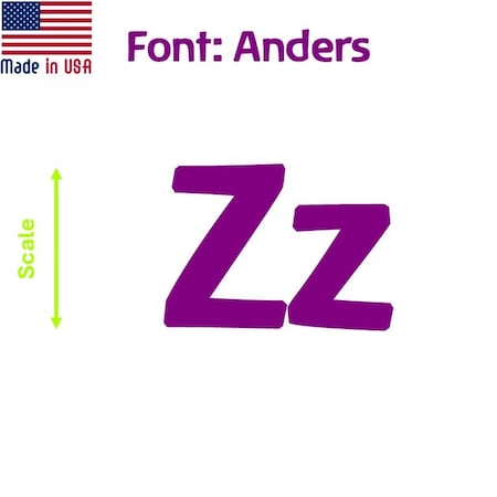 Aacc Self-Adhesive Vinyl Letter: Z, Scale: 4 cm. Color: Purple Font: Anders by, 12PK AACC-Anders-UZ-Purple-M4x12