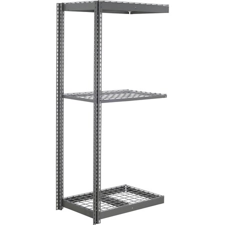Global Industrial 3 Shelf, Commercial Duty Boltless Shelving, Add On, 36"W x 12"D x 72"H, Wire Deck B3165646
