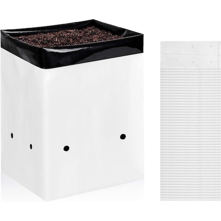 Ipower 50-Pack 3 Gallon Black-and-White Material Grow Bags, 50PK GLGROWBAGFILM3X50