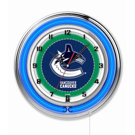 Holland Bar Stool Co Vancouver Canucks Double Neon 19" Clock, NHL Clk19VanCan