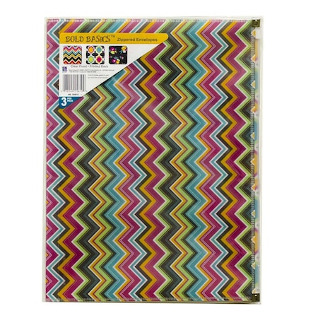 C-Line Products 8-1/2" x 11" Assorted Bold Basics Zip 'N Go Reusable Poly Envelope, 3/PK, 12PK/DS 55610-DS