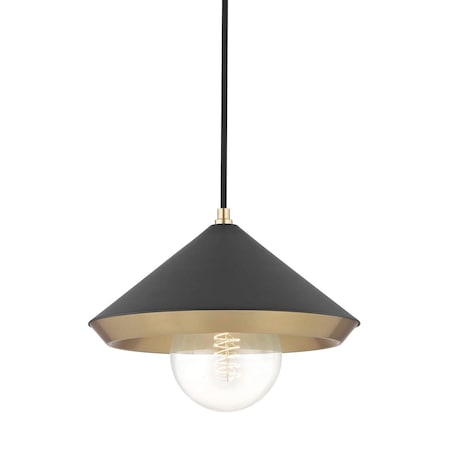 Mitzi Marnie 1 Light Pendant 12.5 In. Aged Brass/Black H139701L-AGB/BK