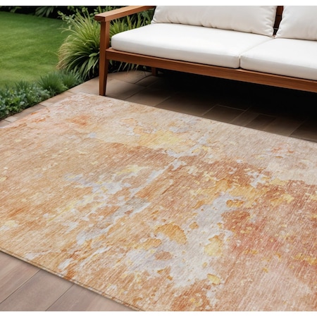 Homeroots 8' X 10' Salmon Abstract Washable Indoor Outdoor Area Rug 607815