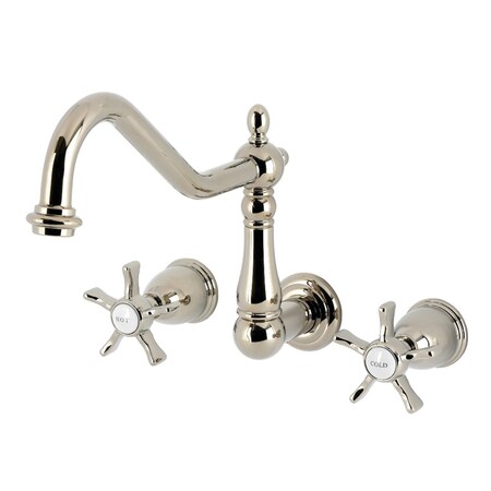 Kingston Brass Two-Handle Wall Mount Tub Faucet, Polished Nickel KS1026NX