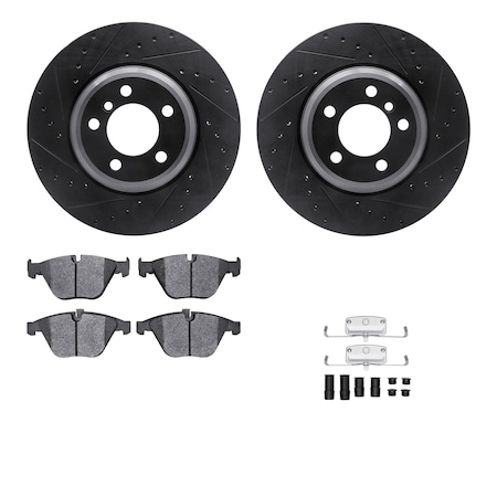 Dynamic Friction Co DFC Rotors-Drilled & Slotted-Black w/ EURO 5000 Ceramic Brake Pads Incl Hdw 8612-31053
