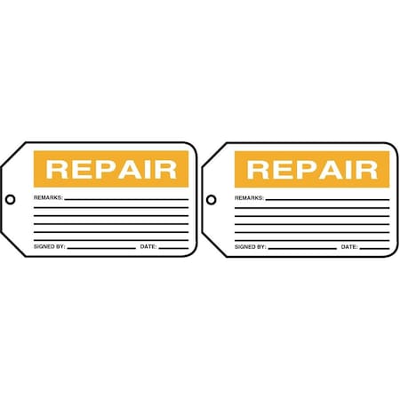 Accuform Safety Tags, Repair, 5.75" X 3.25", PF-Cardstock, 25/PK MMT315CTP