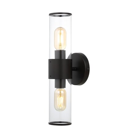 Jonathan Y Quinn 15.5" 2-Light Farmhouse Industrial Iron/Acrylic LED Sconce, Oil Rubbed Bronze/Clear JYL9913C