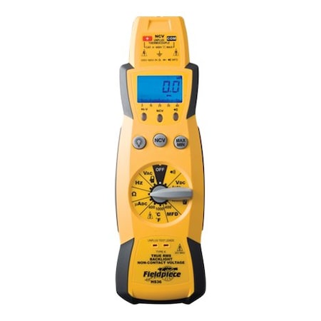 Fieldpiece Multimeter, 600 V Max DC, 400 mV Max AC, TRMS, 3,999 Instrument Counts, LCD HS36