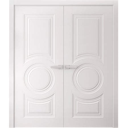 Sartodoors Interior Double Doors 36 x 96 inches, BASIC 9801 White, Wood Interior Solid Panel Frame, Closet B BASIC9801DD-SKIN-3696