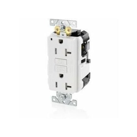 Leviton Lev-Lok GFCI 20A TR/PI Ind Gr White MGFT2-W