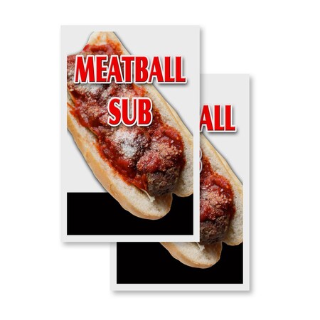 Signmission Meatball Sub, Vinyl Decals Only 24 Inch x 36 Inch, Vinyl Decal, 2PK DSB-2436-2PACK-Meatball Sub