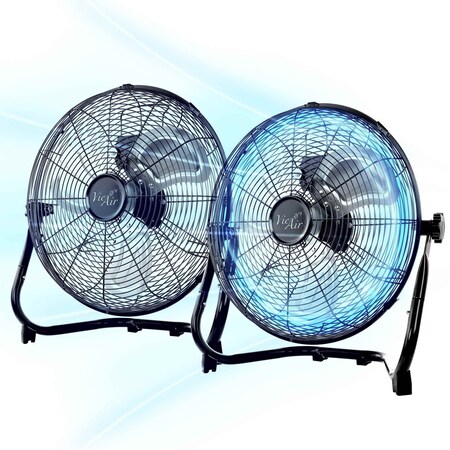 Vie Air 14 Inch Twin Pack Industrial High Velocity Heavy Duty Metal Floor Fan with 3 Speed Settings VA-14-TWIN