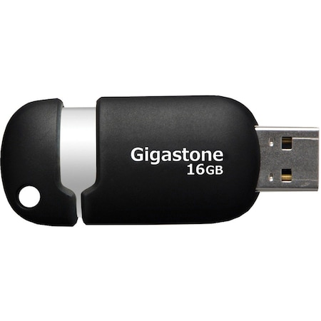 Gigastone 16GB Classic USB 2.0 Flash Drive - 16 GB - USB 2.0 - White, Black - 5 Year Warranty GS-Z16GCNBL-R