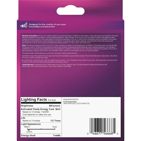 Signify Ultra Definition 60W Equivalent Soft White BA11 Candelabra LED Decorative Light Bulb, 3PK 566687