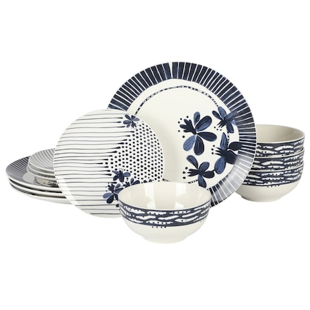 Gibson Home Eliza 12 Piece Ceramic Dinnerware Set 136587.12