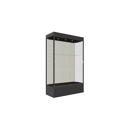 Ghent Lighted Floor Display Case 48x76x20, 12" Base, Bronze 94LFWH-BZ-BLK