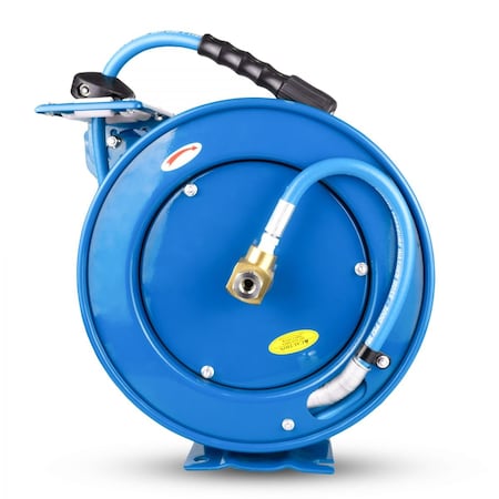 Blu Shield Tough-Tek 1/4in. x 50' Rubber Pressure Washing Hose Reel Single Arm with 6' Lead-in Hose TTPWR1450-NM