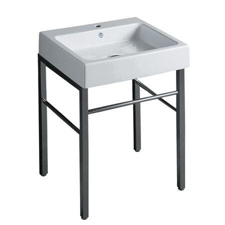 Whitehaus Collection Britannia Rectangular Sink Console with Front Towel Bar and Single Faucet Hole Drill B-U60-DUCG1-A06-1