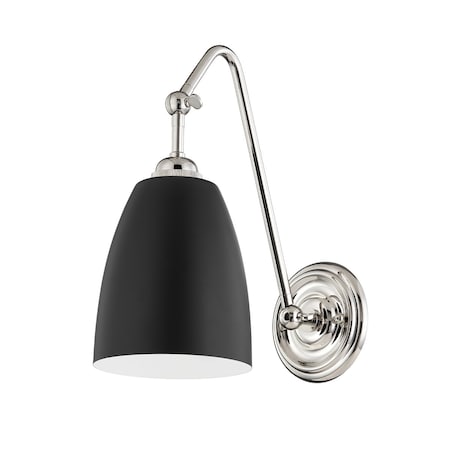 Hudson Valley Lighting Millwood 1 Light Wall Sconce 6 In. Polished Nickel/Black 3021-PN/BK