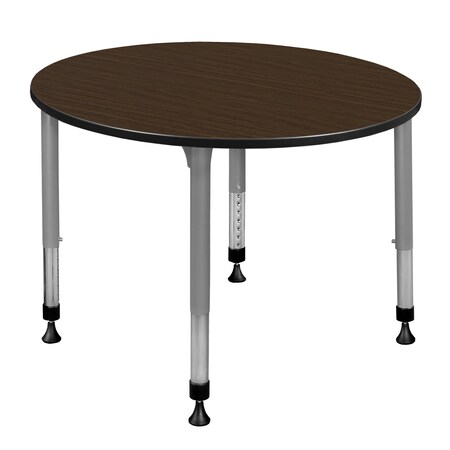 Regency Round Kee Height Adjustable Classroom Activity Table, 48 in W, 48 in L, Neo Walnut TB48RNDNWAPGY