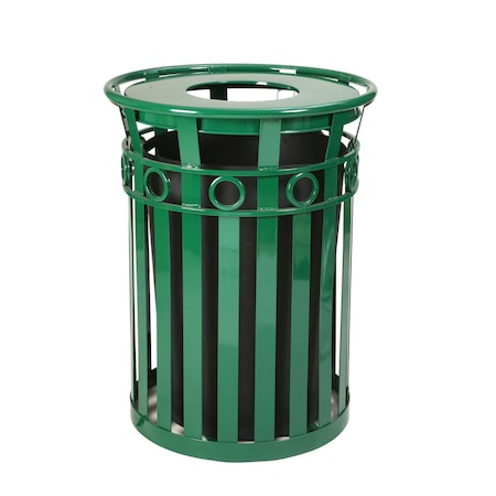 Witt Industries Green Decorative, Outdoor Waste Receptacle with Flat Top M3600-R-FT-GN