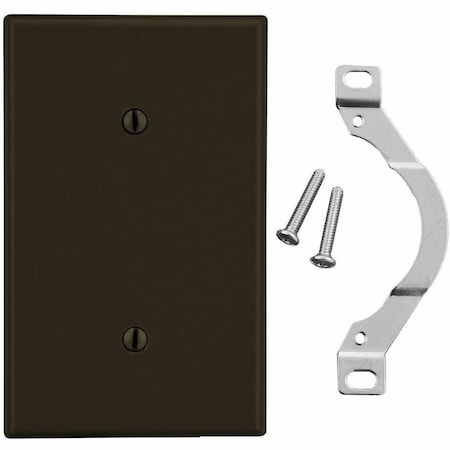 Hubbell Wiring Device-Kellems Blank Strap Mount Wall Plate, Number of Gangs: 1 Plastic, Satin Finish, Brown P14