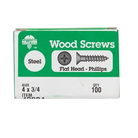 Hillman No. 4 X 3/4 in. L Phillips Zinc-Plated Coarse Wood Screws, 100PK 40004