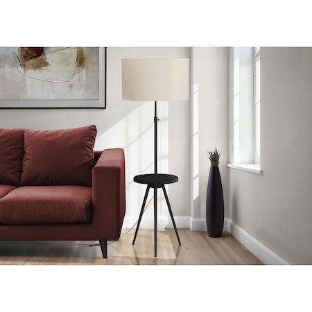 Monarch Specialties Lighting, Floor Lamp, 63''h, Black Metal, Ivory / Cream Shade, Contemporary I 9745