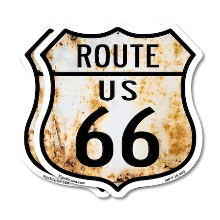 Signmission Route Us 66 Rustic, 18 inch X 18 inch, Plastic Sign, 2PK SHI-P-2PACK-18-485