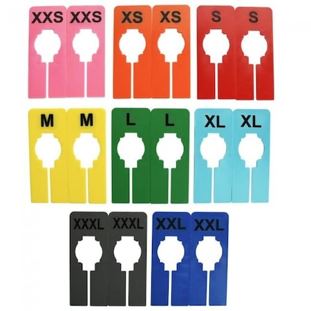 Nahanco Colorful Rectangular Clothing Size Dividers, 8 Mixed Colors, Black Print8 Sizes, 2 pc. each, 16PK QSDCKIT3