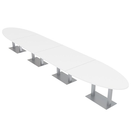 Skutchi Designs Oval Conference Table With Power, 48 in W, 264 in L, White HAR-OVL-48X264-DOU-W960-NA