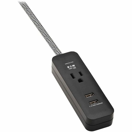 Tripp Lite Surge Protector, 1 NEMA 5-15R, NEMA 5-15P, 4 ft, Black TLP104USB