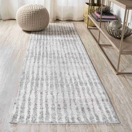 Jonathan Y Skoura Modern Bold Stripe Beige/Dark Gray 2 ft. x 10 ft. Runner Rug MOH305A-210