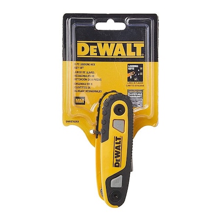 Dewalt Hex Key Set, Metric, Folding, 8-Piece DWHT70263M