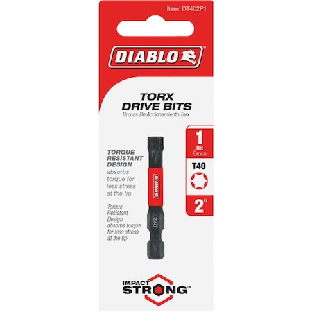 Diablo T40 TORX 2'' Power Impact Screwdriver Bit DT402P1