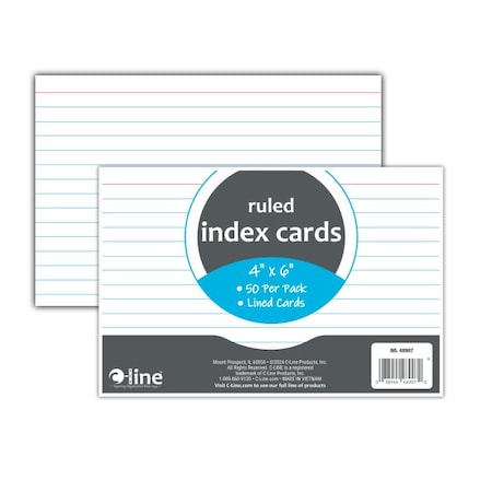 C-Line Products Index Cards, 4in. x 6in., 50 White Ruled Cards, 30PK 48907-CT