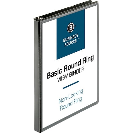 Business Source Ring Binder, Black, Clear Sleeve BSN09950