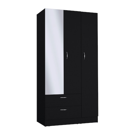 Homeroots 71" Black Mirrored Two Door Two Drawer Combo Dresser 552273