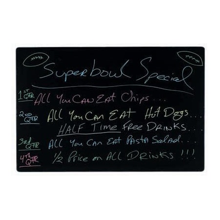 Aarco Radius Design Neon Marker Board, Black Neon Marker Board w/ Radius Corners Trimmed, 11''Hx14''W RB1114