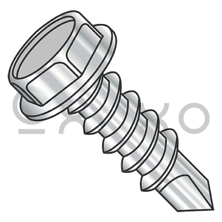 8-18X1 Unslotted Indented Hex Washer Full Thread Self Drill Screw 410 Stainless Steel, 4000PK