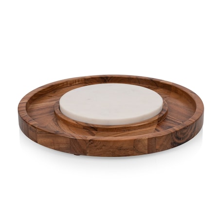 Picnic Time Family Of Brands Isla Serving Platter with Marble Cheeseboard Insert, Acacia Wood with Marble 858-00-508-000-0