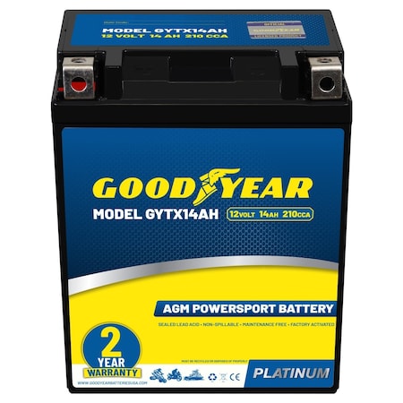 Goodyear GYTX14AH - 12 Volt 14 AH, 210 CCA, Rechargeable High-Performance, SLA - AGM Battery GY4140767