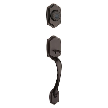 Kwikset Handleset, 3 Grade, Brass, Venetian Bronze, 2-3/8 x 2-3/4 in Backset, KW1 Keyway, 1-3/4 in Thick Door 96870-100